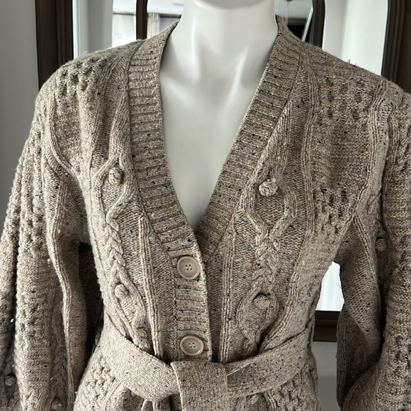 SEA New York Polly Wool Cable Knit Cardigan Sweater, Size XS New w/Tag $425 - Picture 9 of 13